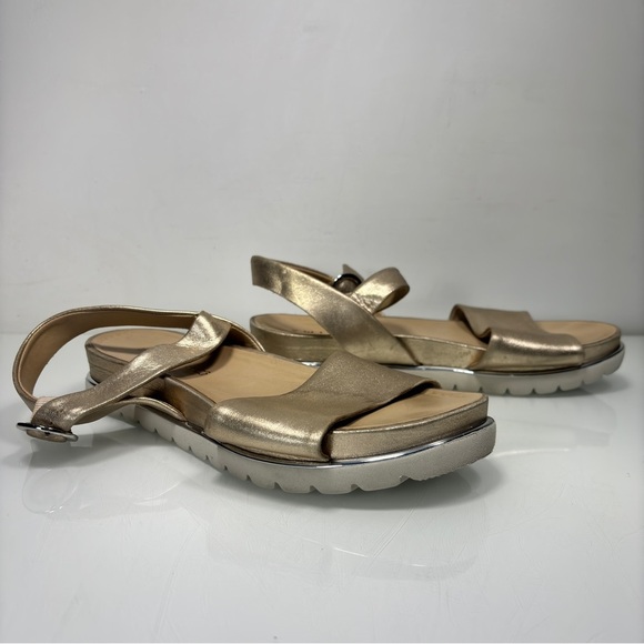 Wirth Metallic Gold Leather Adjustable Ankle Strap Sandals Size 42 - Picture 5 of 13